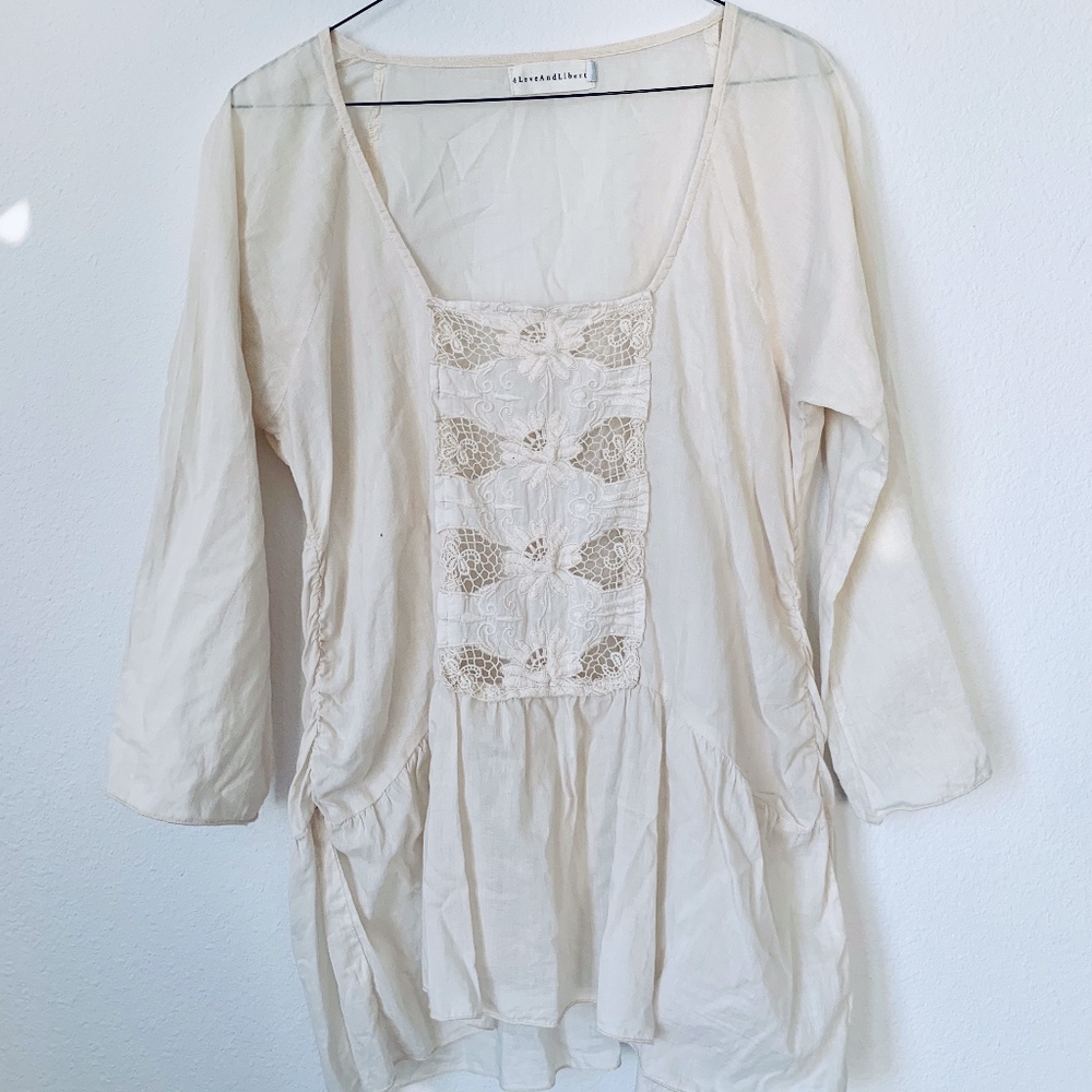 4 Love And Liberty Embroidered Linen Top